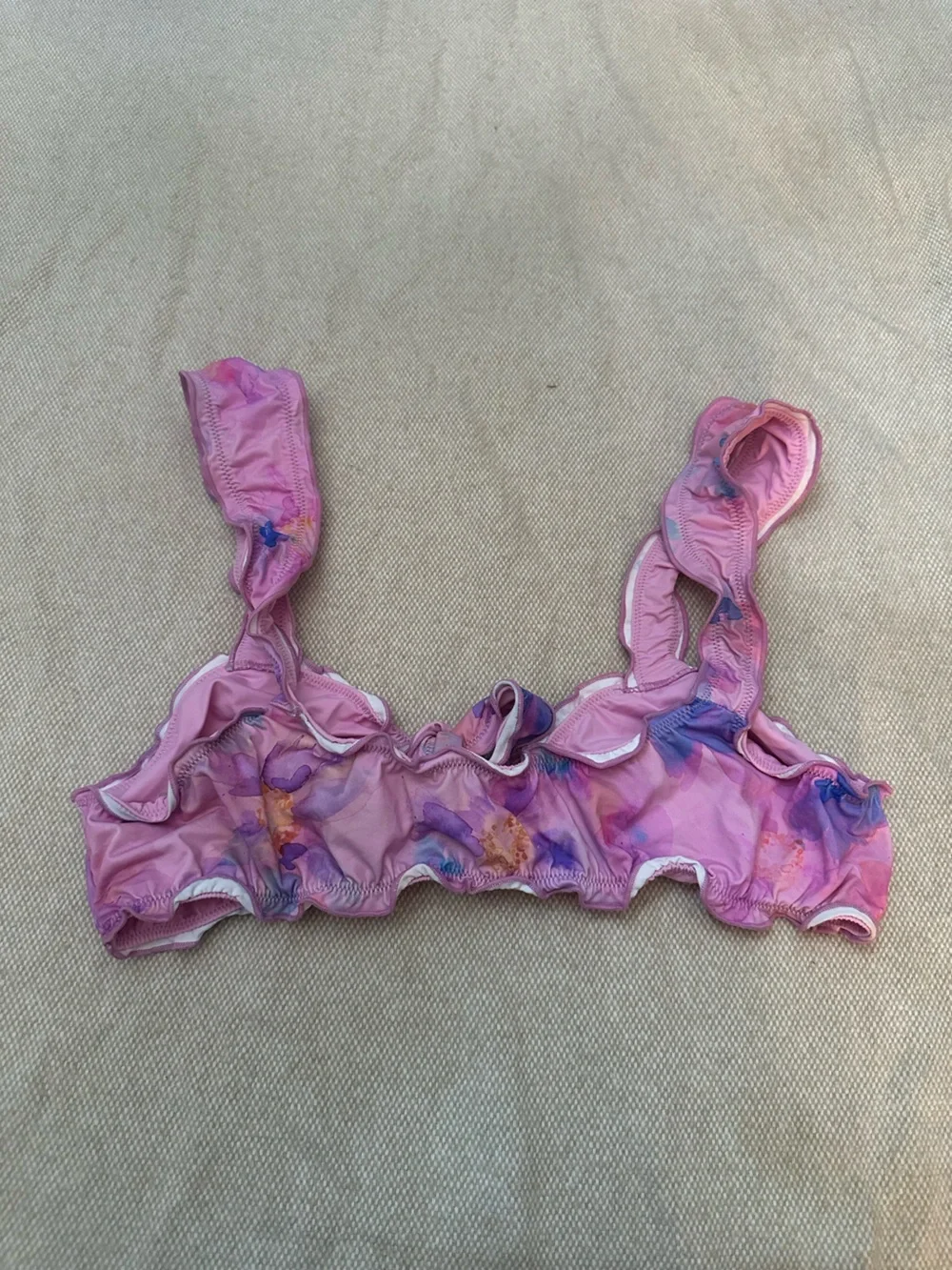 New! SET Frankies Bikinis Colby Watercolor Floral Tie Side Bikini 38973